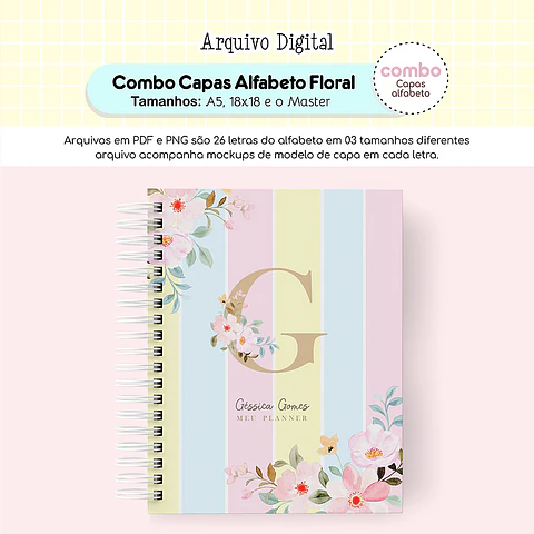 Arquivo Combo de Capas Alfabeto Floral