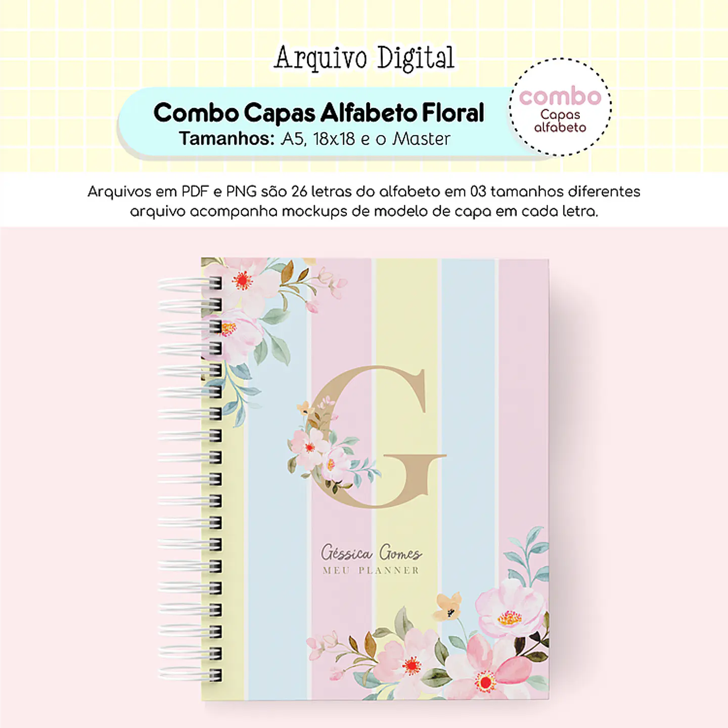 Arquivo Combo de Capas Alfabeto Floral 1