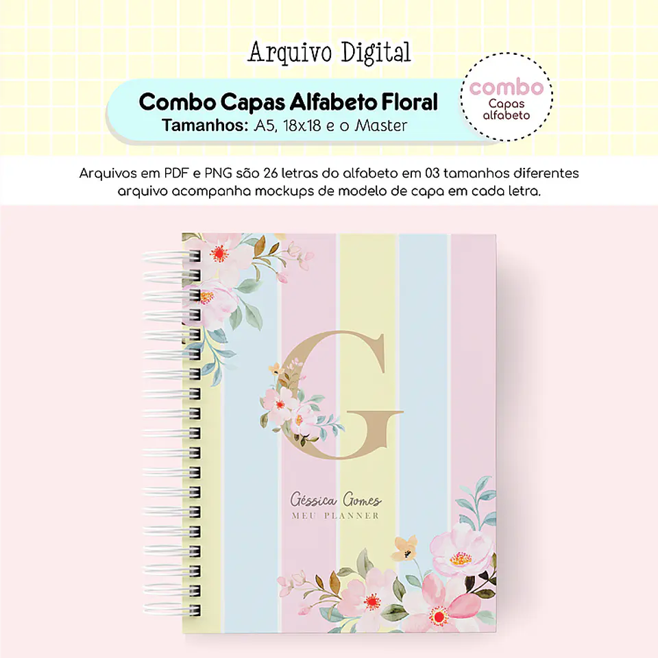 Arquivo Combo de Capas Alfabeto Floral 1
