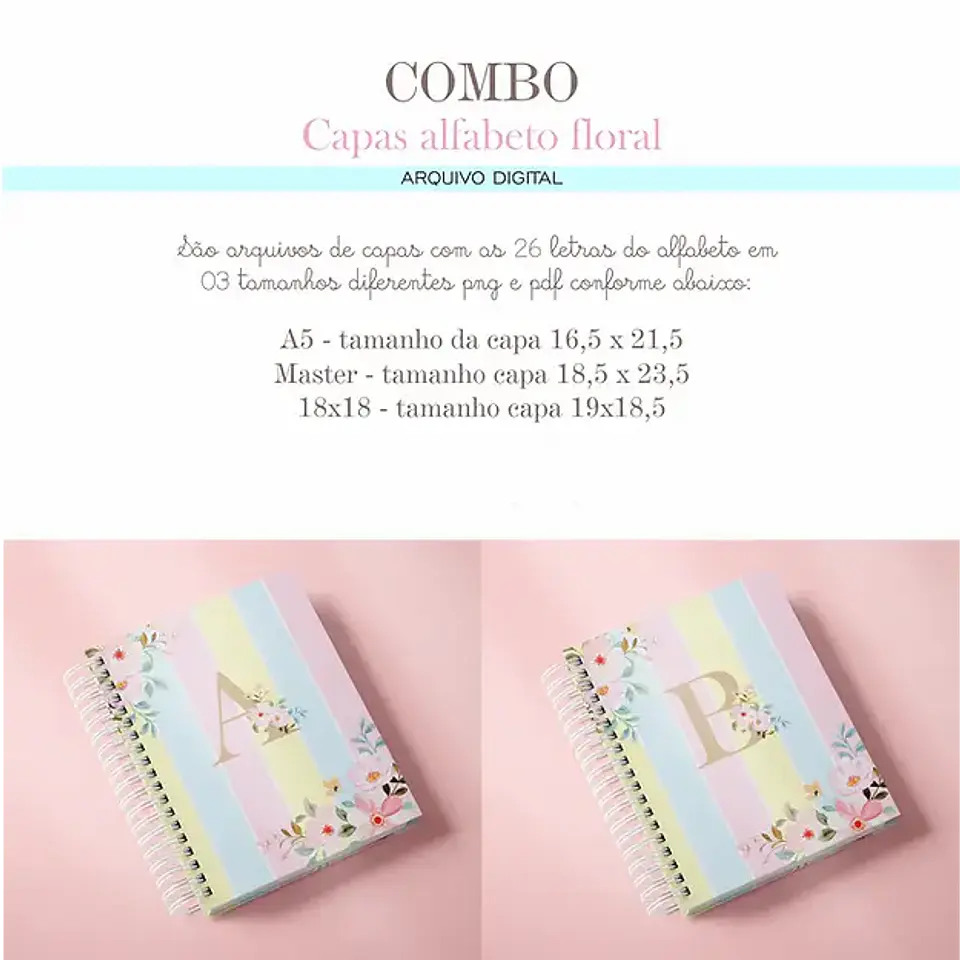 Arquivo Combo de Capas Alfabeto Floral 2