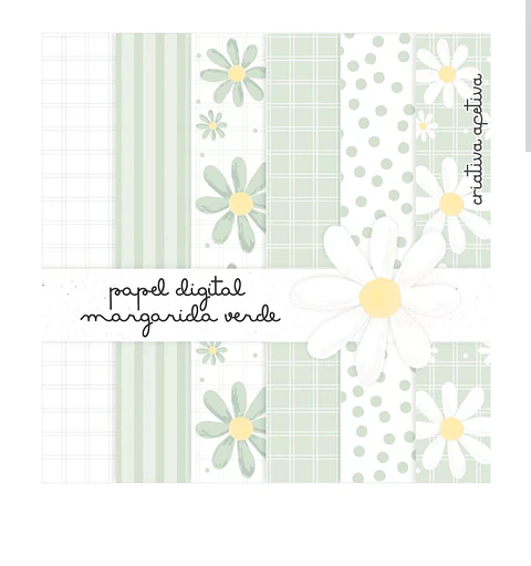 Kit Papel Digital Margarida Verde