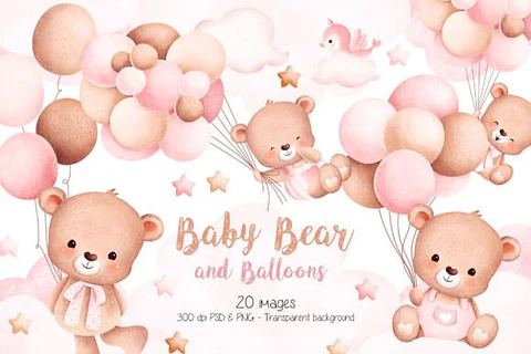 Kit digital ursinha balões