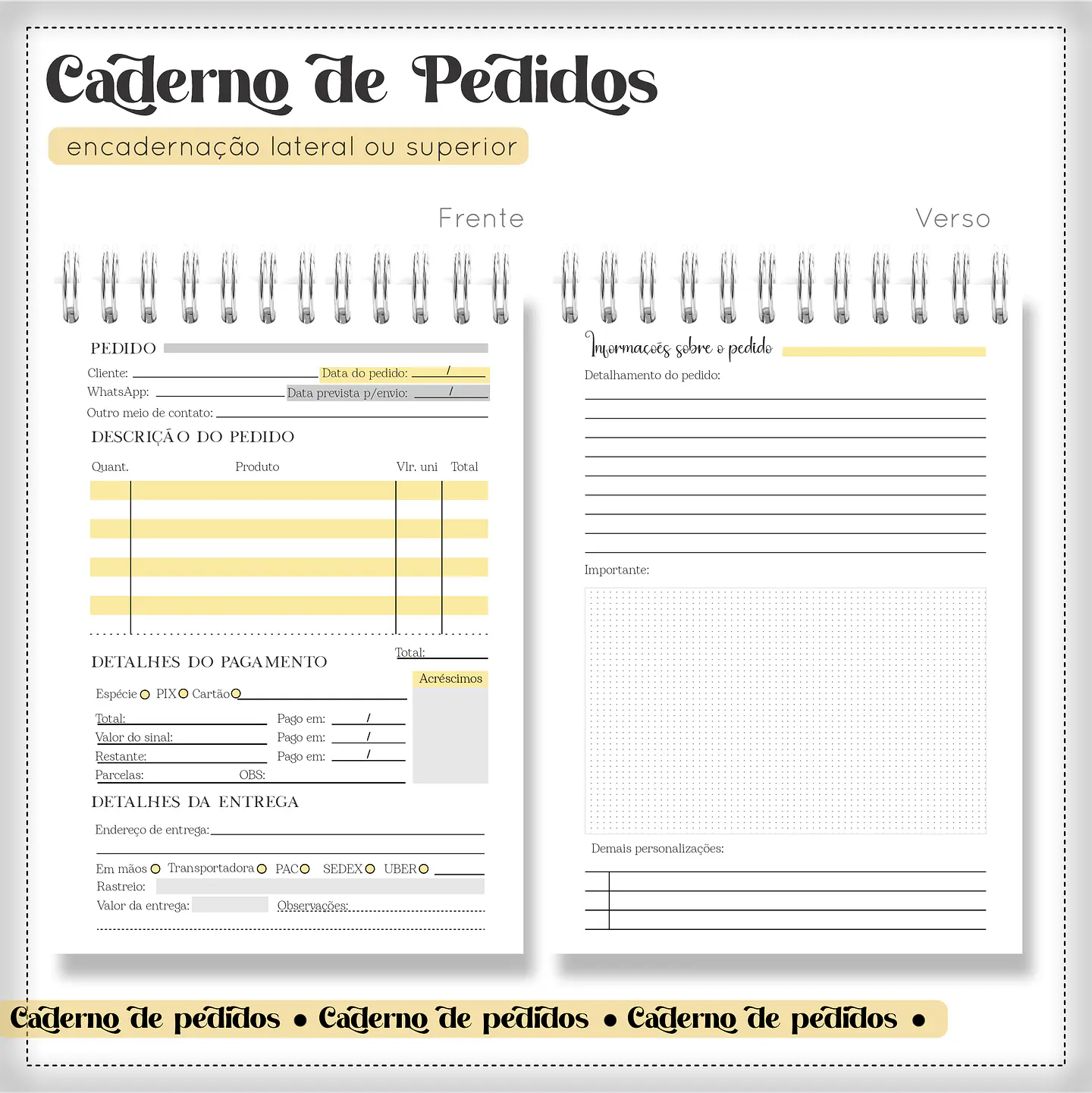 Arquivo Encadernação Caderno de Pedidos 2