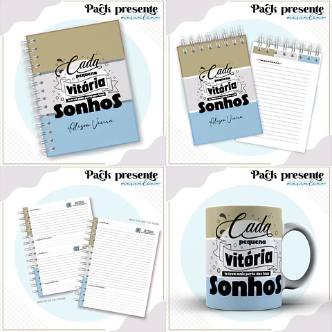 Arquivo Encadernação Kit Agenda Masculina Frases Motivacionais