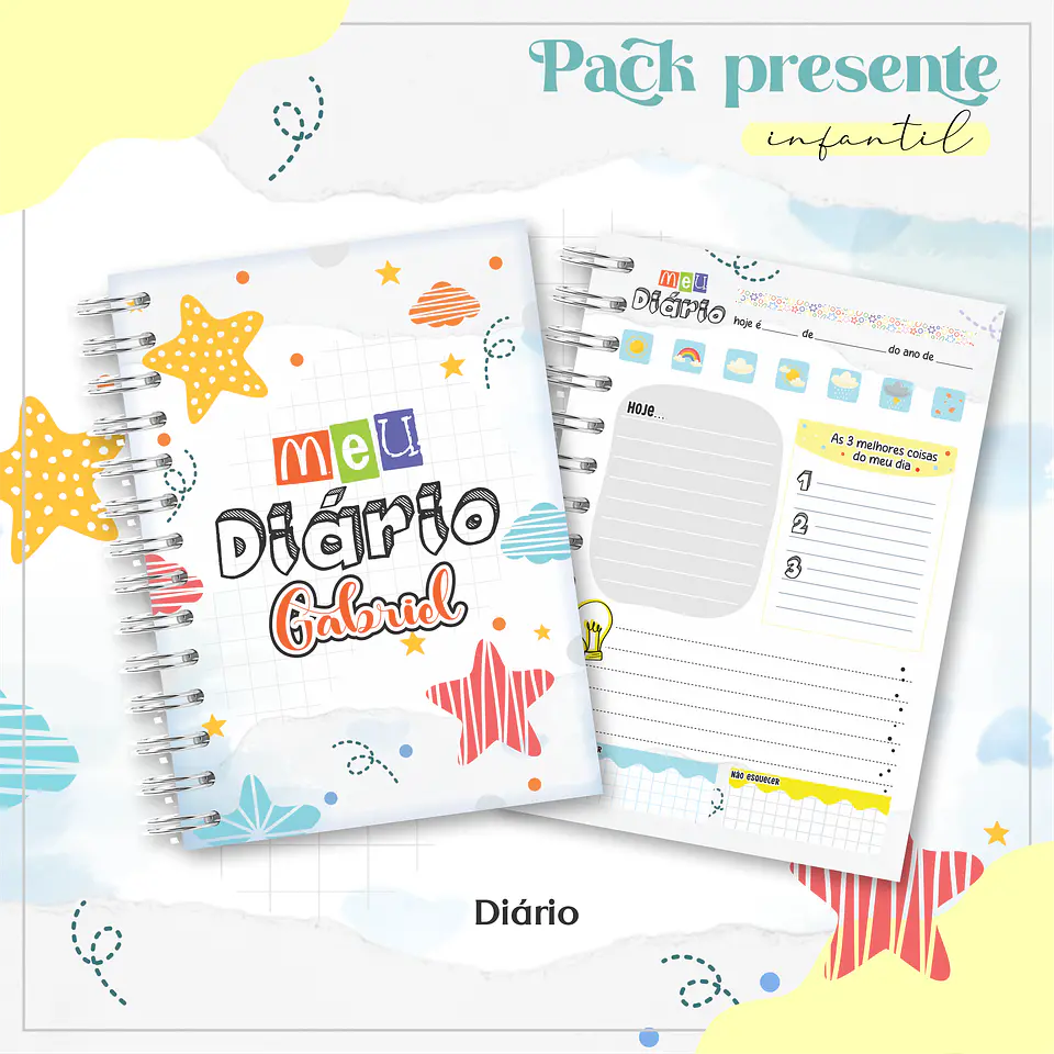 Arquivo Kit Encadernação Diário Infantil 5