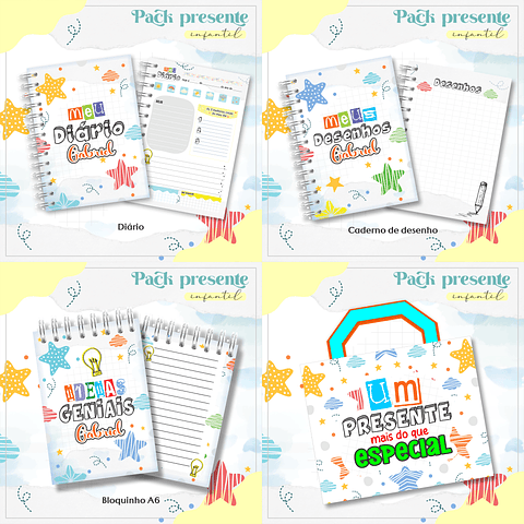 Arquivo Kit Encadernação Diário Infantil