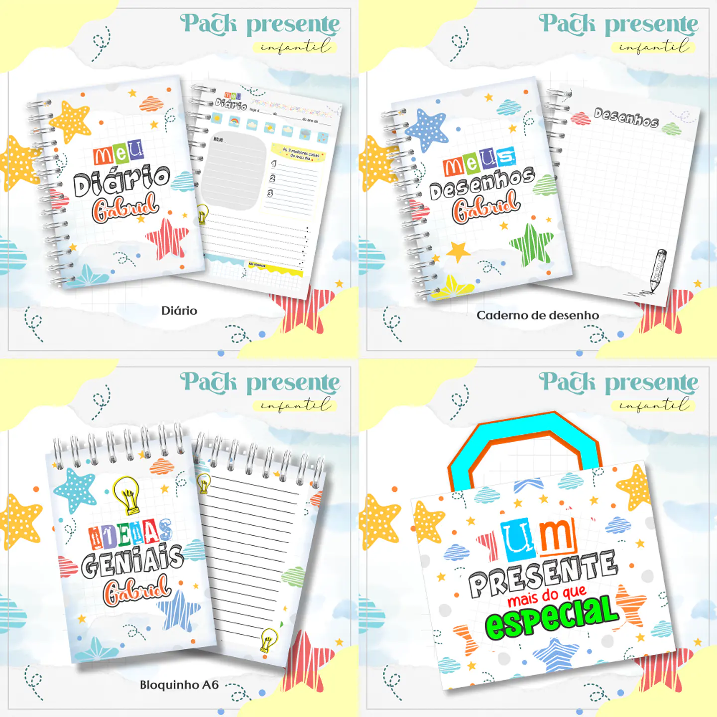 Arquivo Kit Encadernação Diário Infantil 1