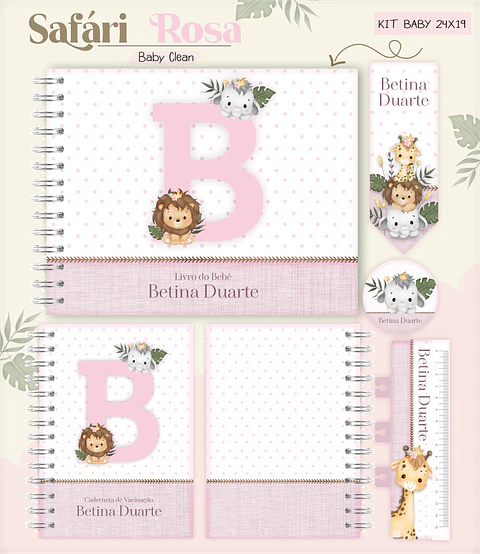 Arquivo Combo Encadernação Baby Safari Rosa