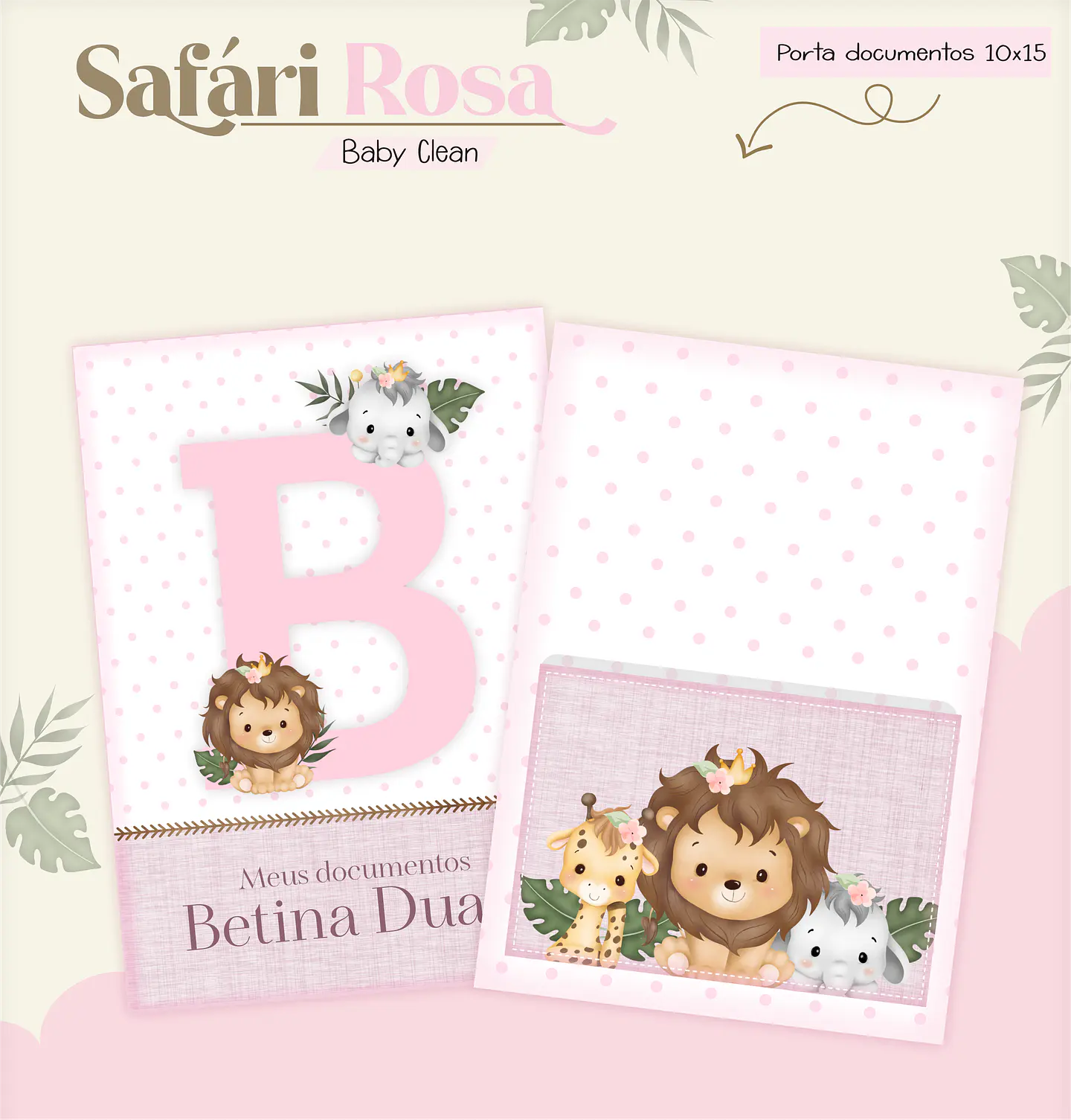 Arquivo Combo Encadernação Baby Safari Rosa 5