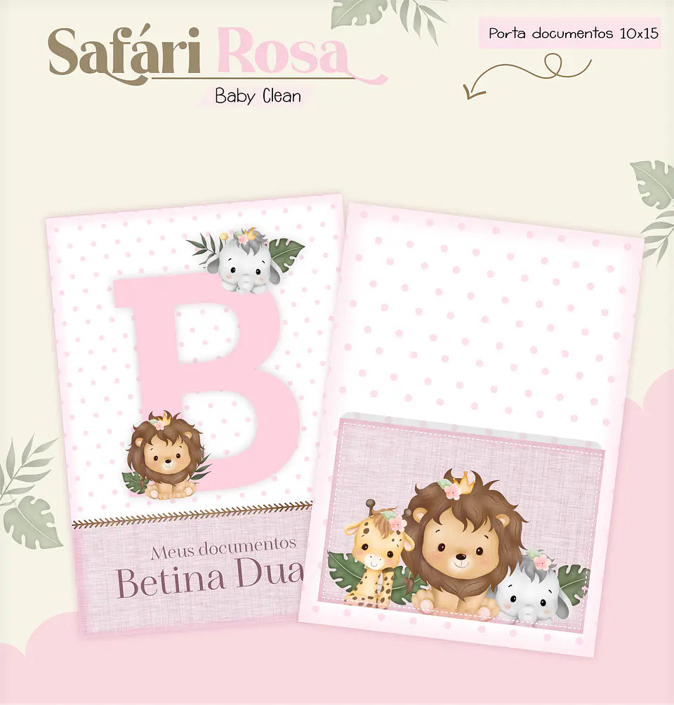 Arquivo Combo Encadernação Baby Safari Rosa 5