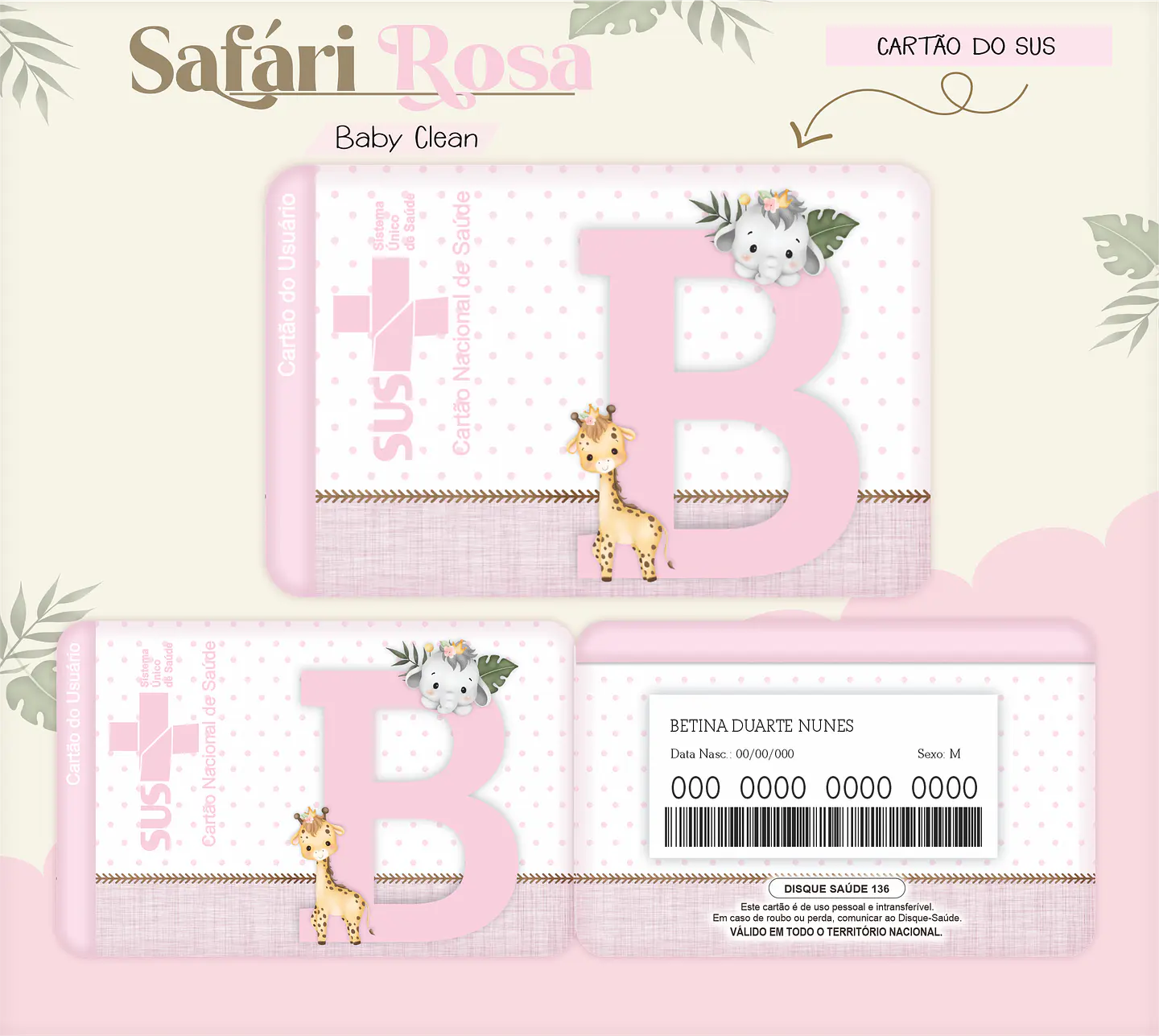 Arquivo Combo Encadernação Baby Safari Rosa 10