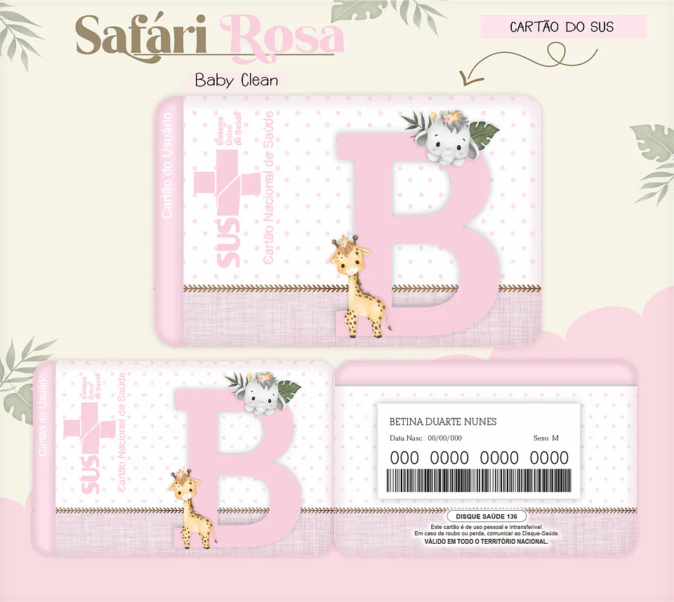 Arquivo Combo Encadernação Baby Safari Rosa 10