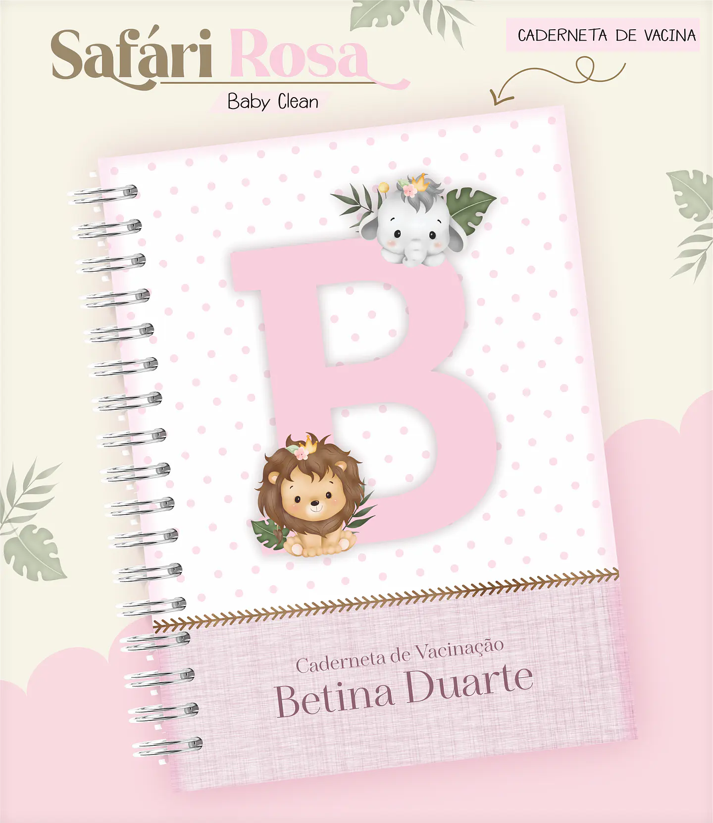 Arquivo Combo Encadernação Baby Safari Rosa 12