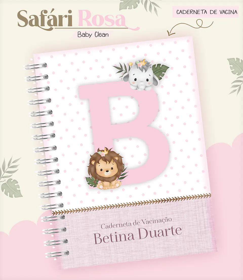 Arquivo Combo Encadernação Baby Safari Rosa 12