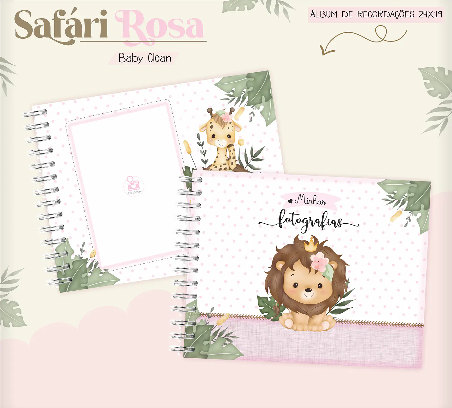 Arquivo Combo Encadernação Baby Safari Rosa 13