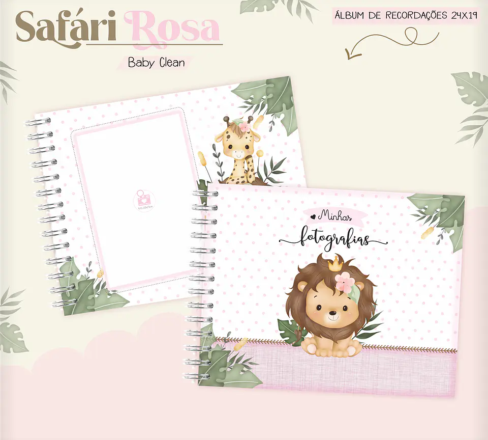 Arquivo Combo Encadernação Baby Safari Rosa 13