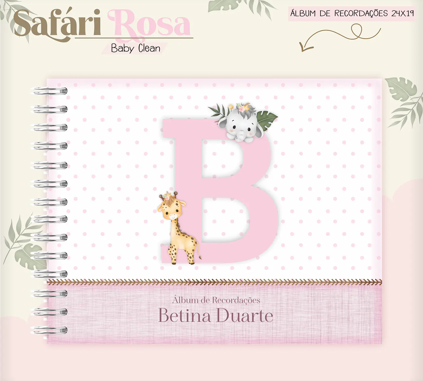 Arquivo Combo Encadernação Baby Safari Rosa 14