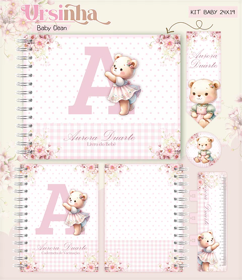 Arquivo Combo Encadernação Baby Ursinha Rosa