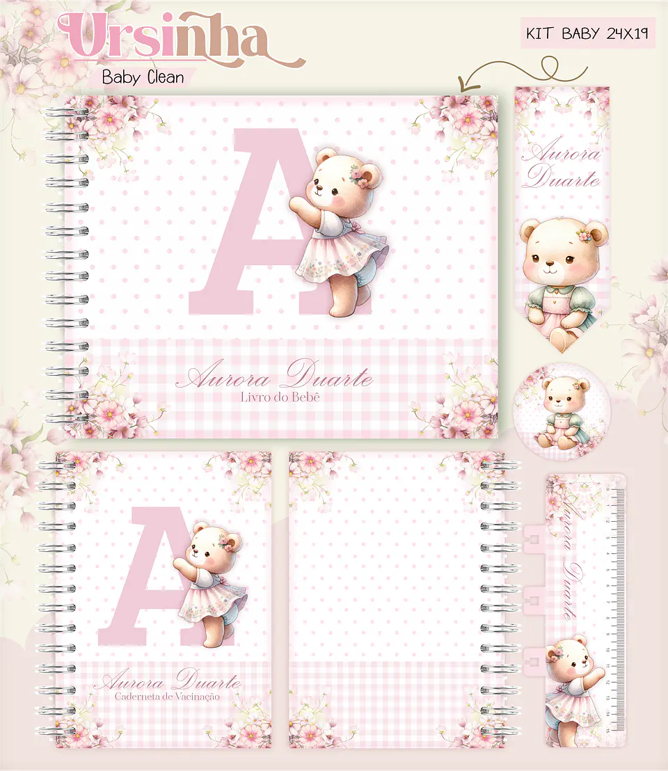 Arquivo Combo Encadernação Baby Ursinha Rosa 1