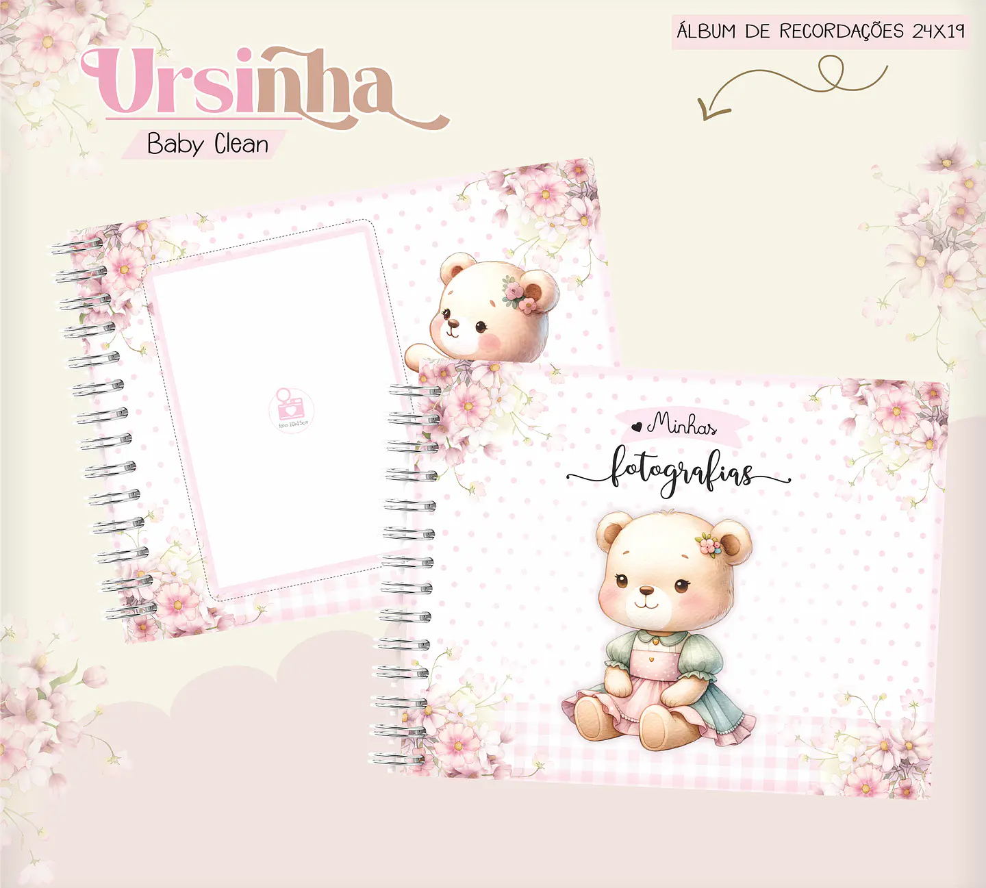 Arquivo Combo Encadernação Baby Ursinha Rosa 7