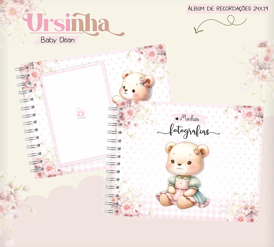 Arquivo Combo Encadernação Baby Ursinha Rosa 7
