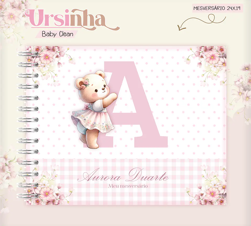 Arquivo Combo Encadernação Baby Ursinha Rosa 10
