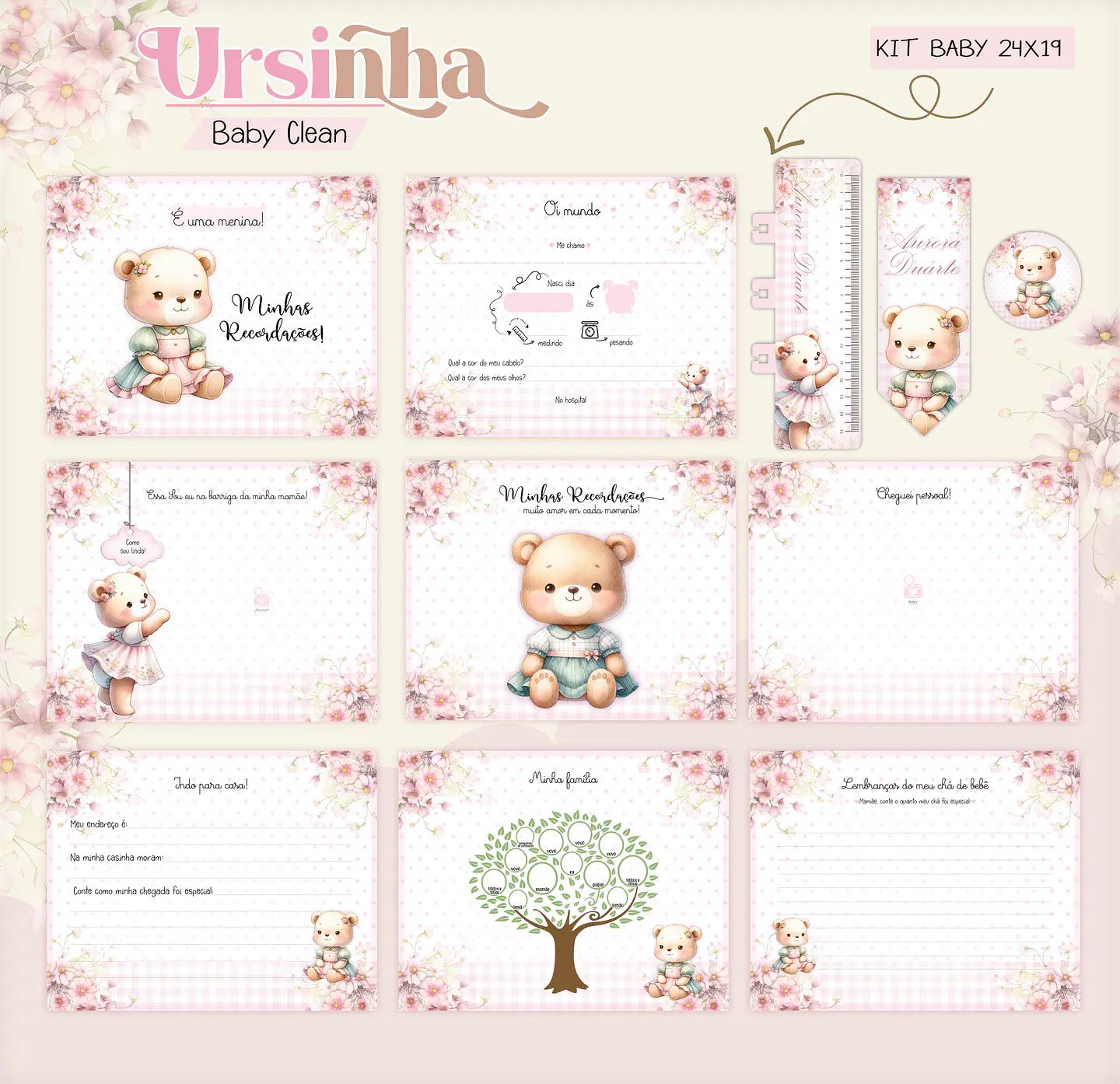 Arquivo Combo Encadernação Baby Ursinha Rosa 11