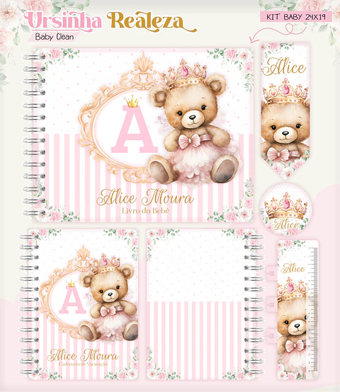 Arquivo Combo Encadernação Baby Ursinha Realeza