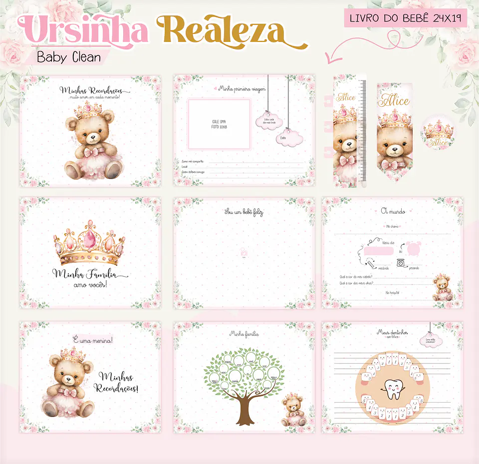 Arquivo Combo Encadernação Baby Ursinha Realeza 10