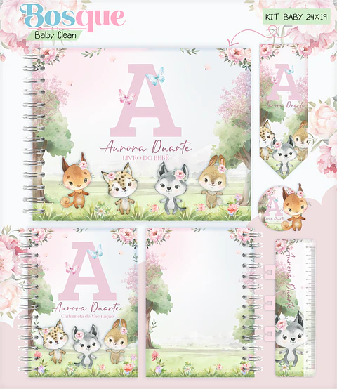 Arquivo Combo Encadernação Baby Bosque Aquarela