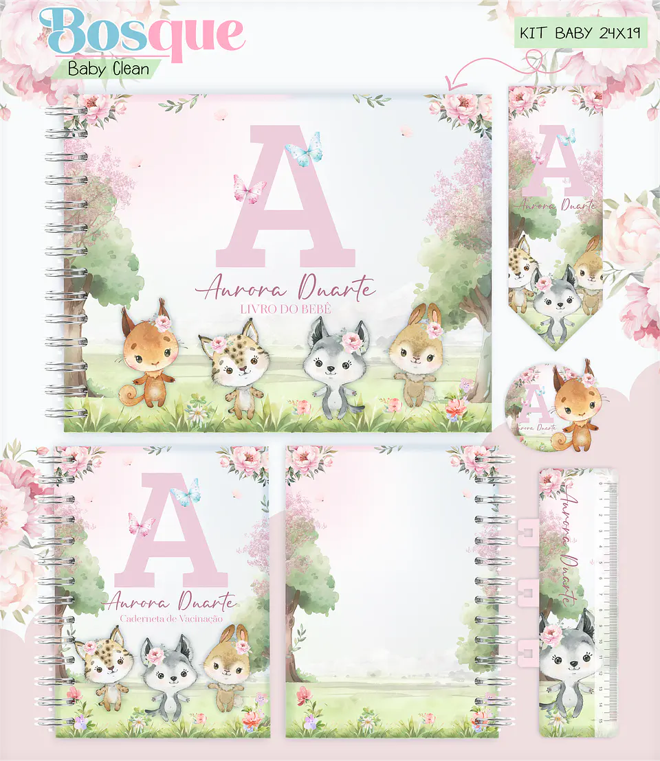 Arquivo Combo Encadernação Baby Bosque Aquarela 1