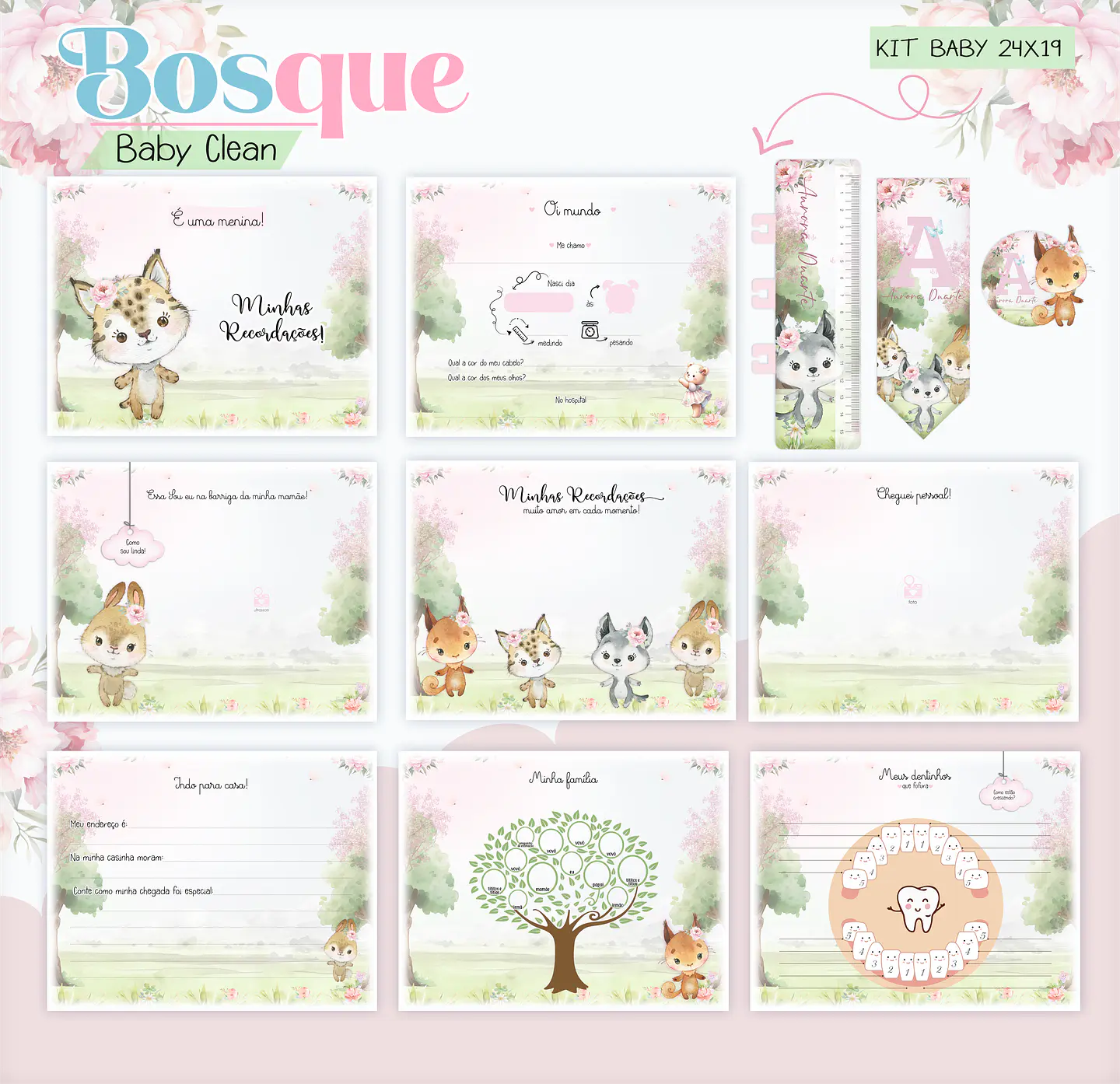 Arquivo Combo Encadernação Baby Bosque Aquarela 3