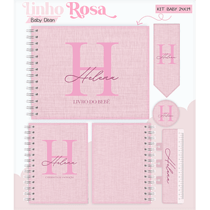 Arquivo Combo Encadernação Baby Linho Alfabeto Rosa