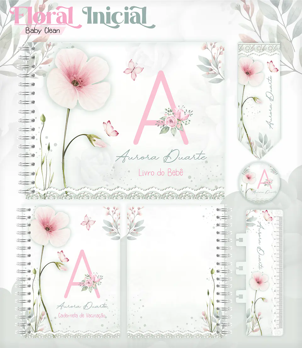Arquivo Combo Encadernação Baby Jardim Floral Delicado Alfabeto 1