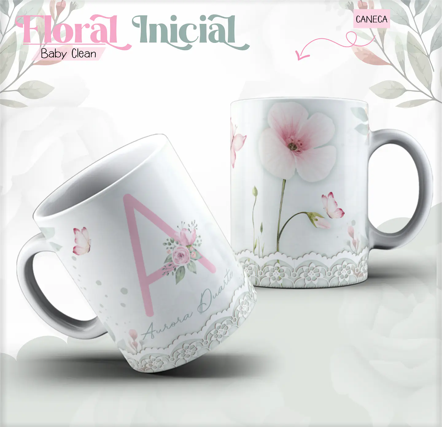 Arquivo Combo Encadernação Baby Jardim Floral Delicado Alfabeto 4