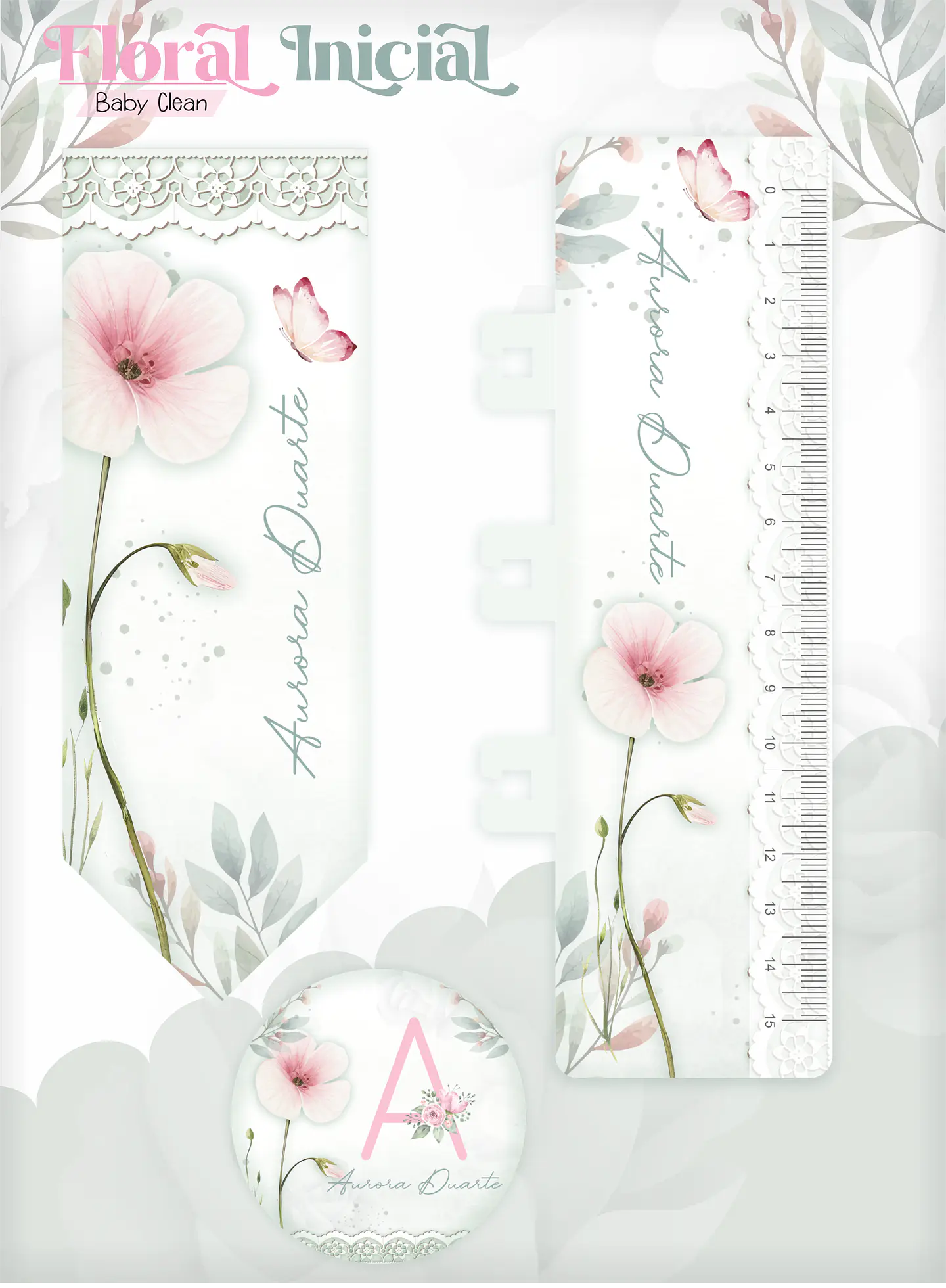 Arquivo Combo Encadernação Baby Jardim Floral Delicado Alfabeto 5