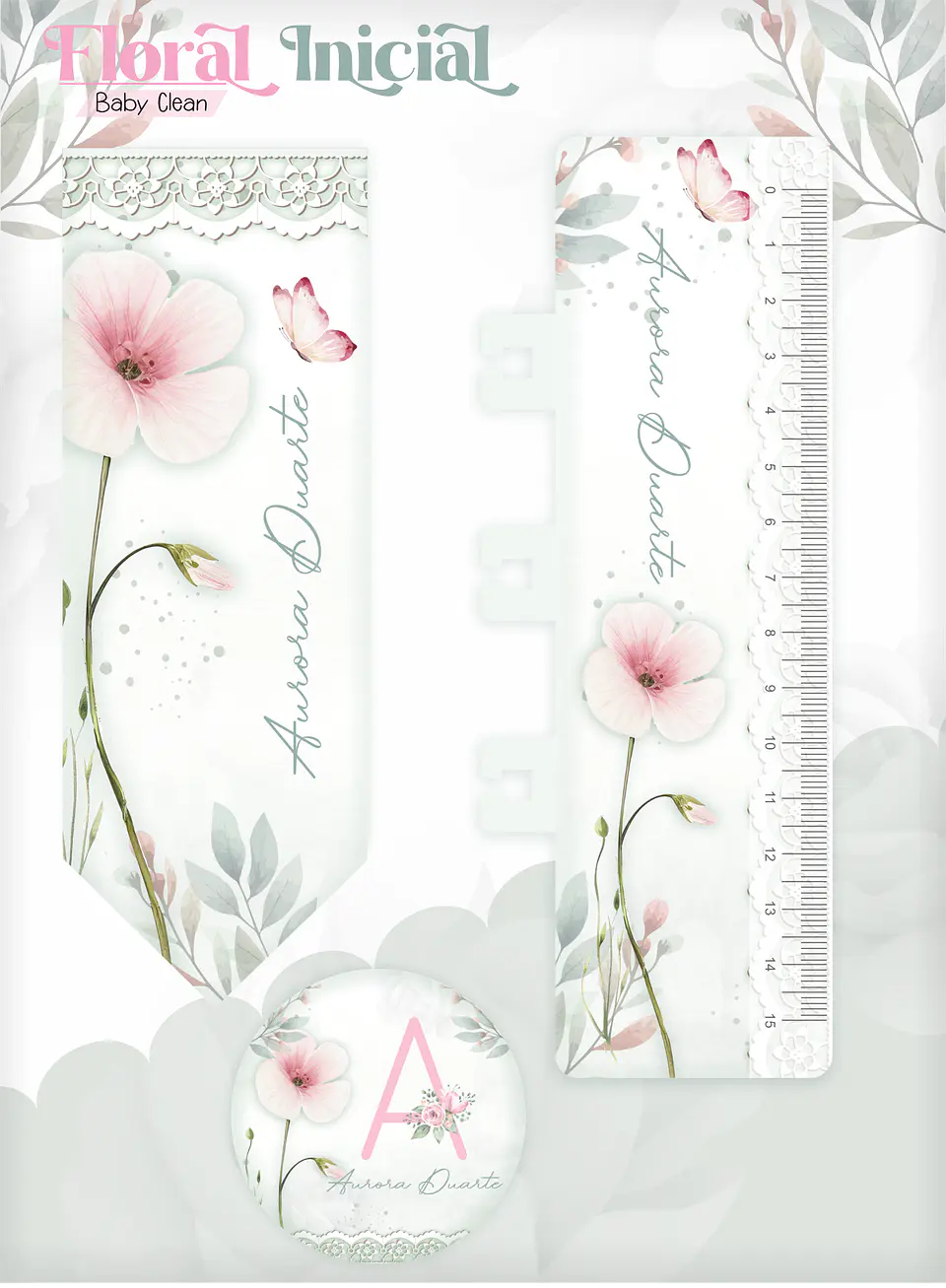Arquivo Combo Encadernação Baby Jardim Floral Delicado Alfabeto 5