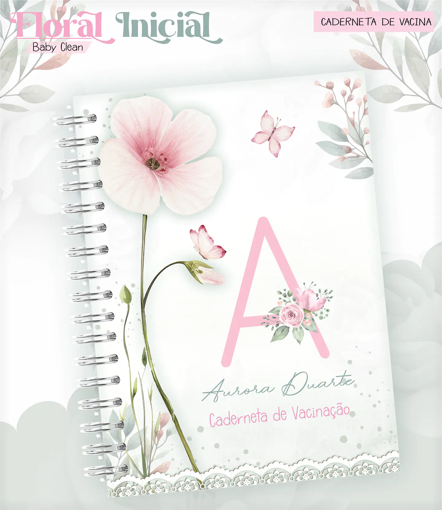 Arquivo Combo Encadernação Baby Jardim Floral Delicado Alfabeto 9