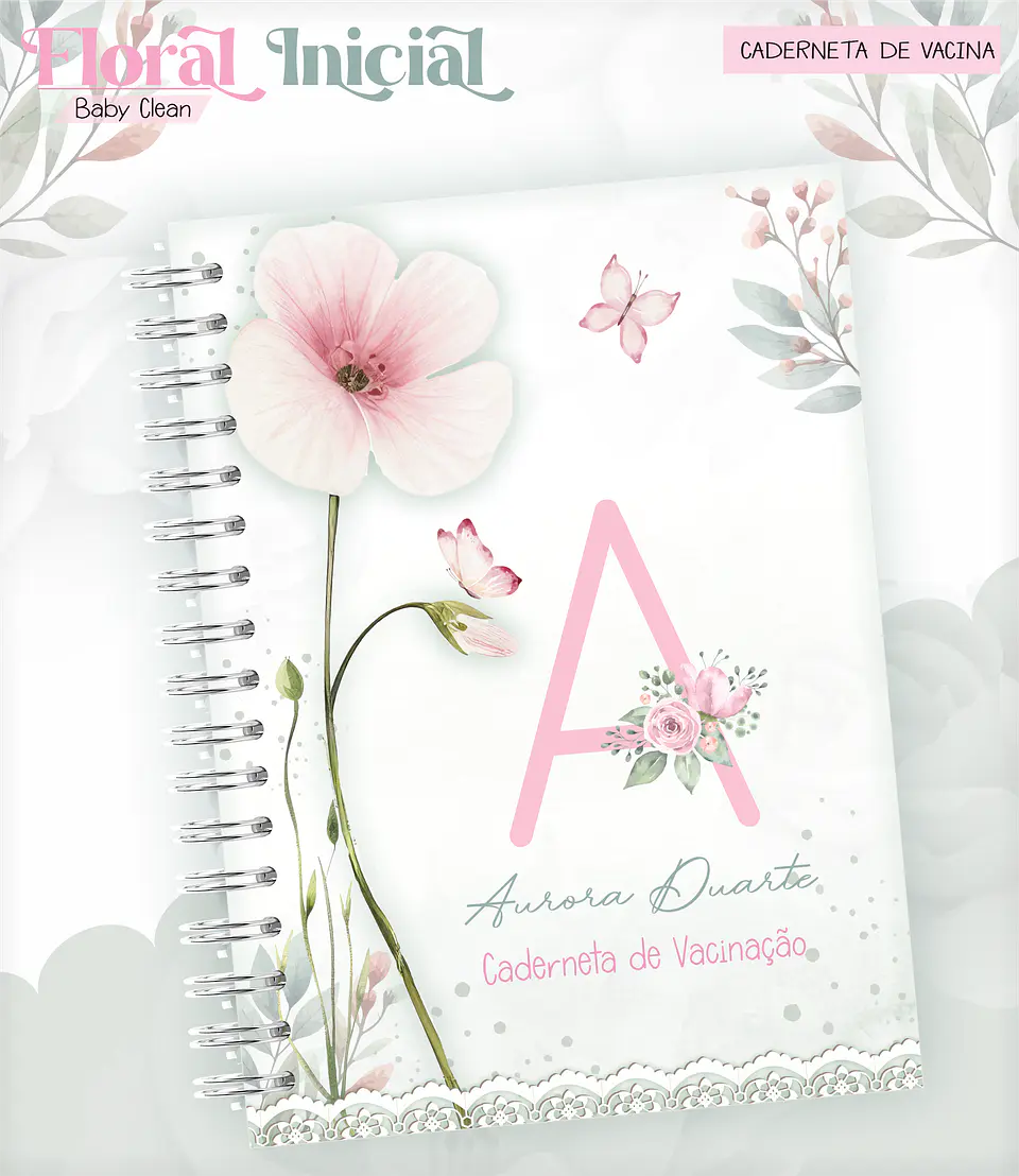 Arquivo Combo Encadernação Baby Jardim Floral Delicado Alfabeto 9