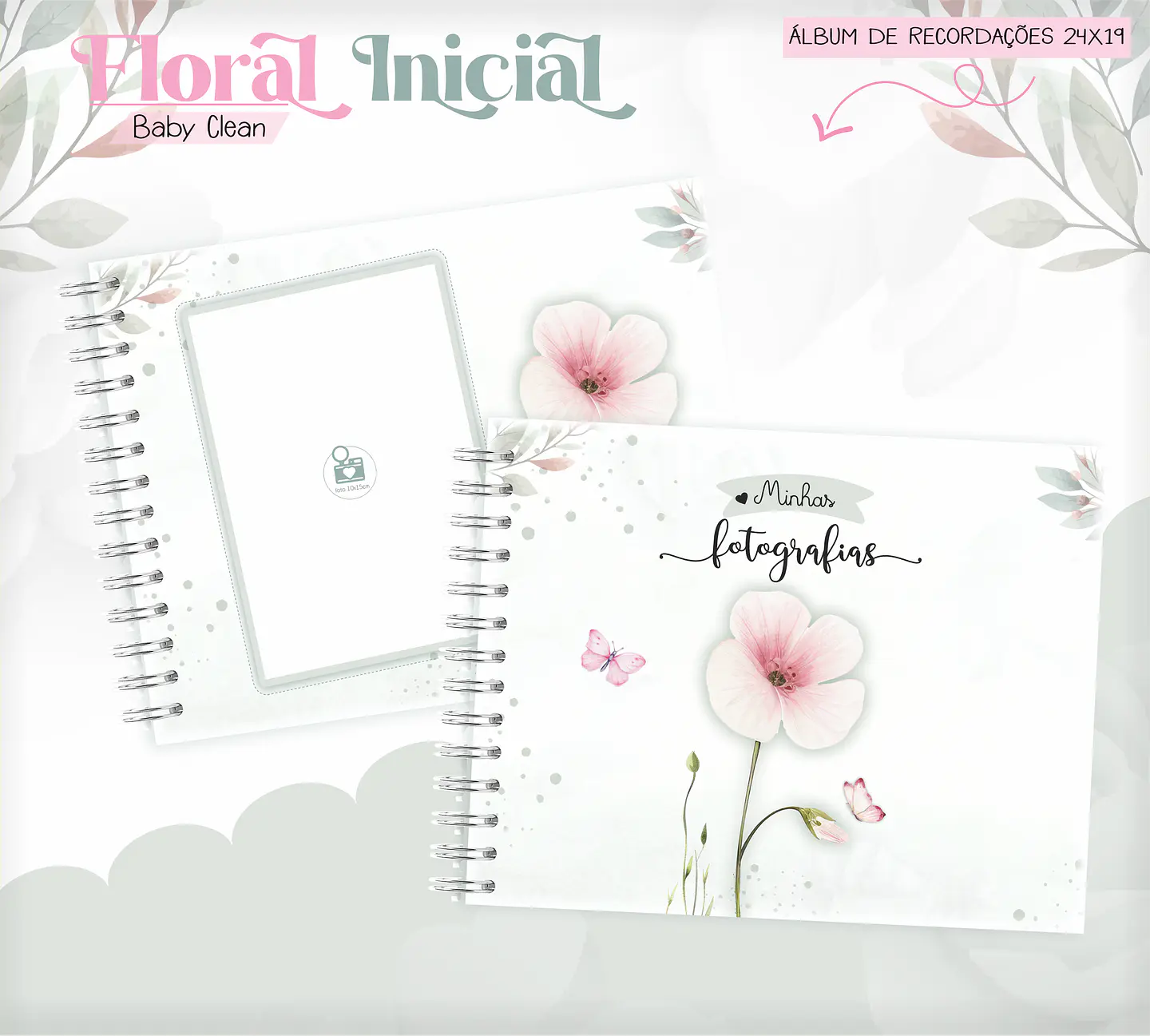 Arquivo Combo Encadernação Baby Jardim Floral Delicado Alfabeto 10