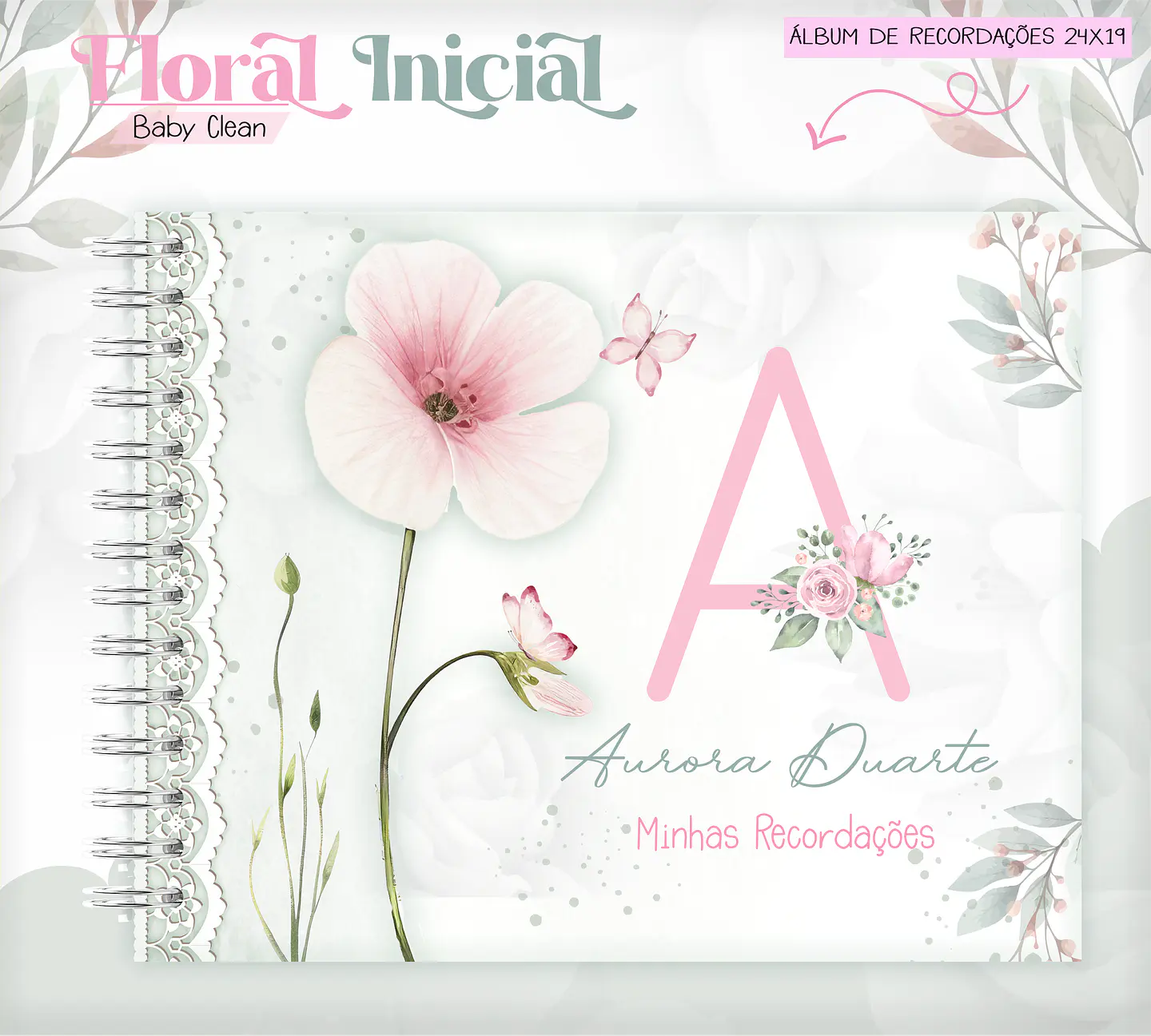 Arquivo Combo Encadernação Baby Jardim Floral Delicado Alfabeto 11