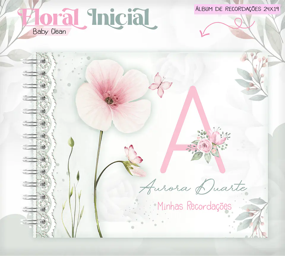 Arquivo Combo Encadernação Baby Jardim Floral Delicado Alfabeto 11