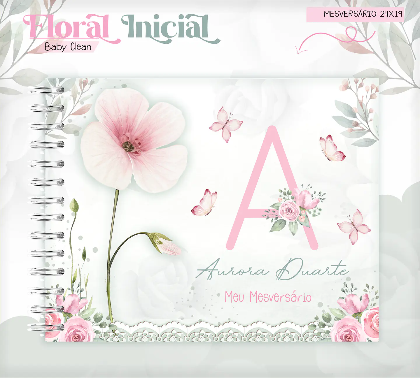 Arquivo Combo Encadernação Baby Jardim Floral Delicado Alfabeto 13