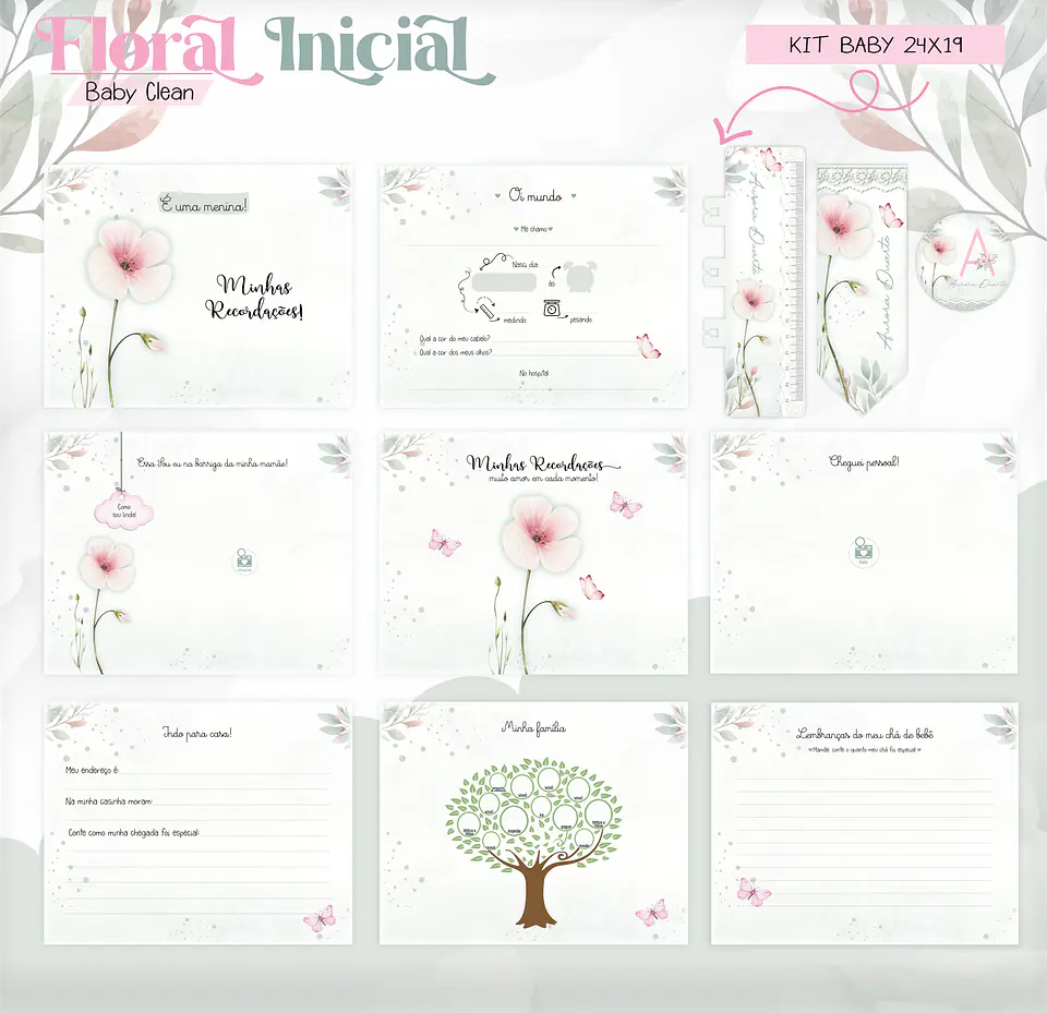 Arquivo Combo Encadernação Baby Jardim Floral Delicado Alfabeto 14