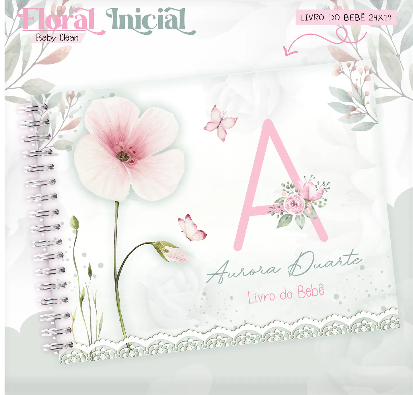 Arquivo Combo Encadernação Baby Jardim Floral Delicado Alfabeto 15