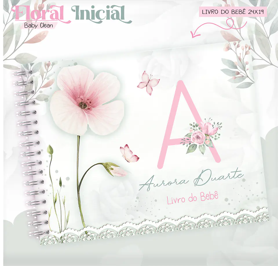 Arquivo Combo Encadernação Baby Jardim Floral Delicado Alfabeto 15