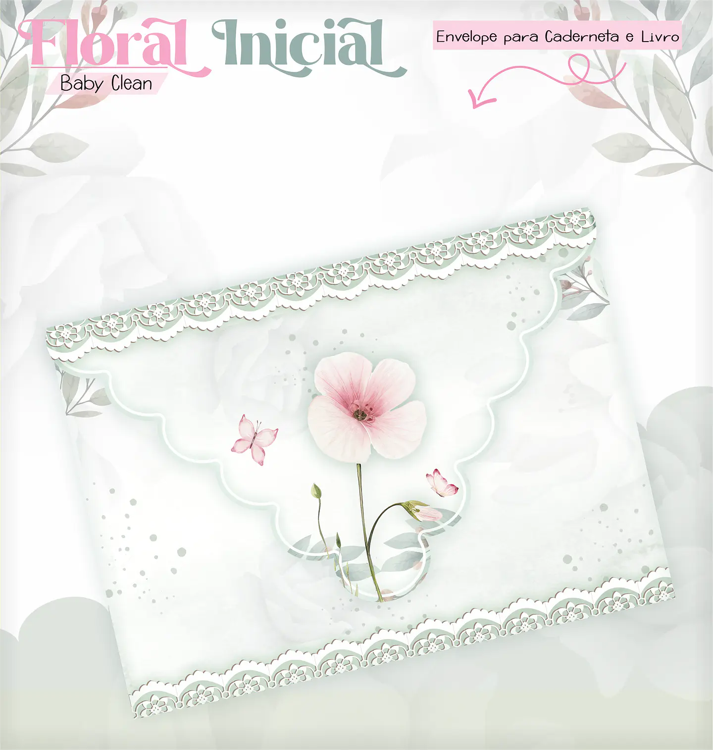 Arquivo Combo Encadernação Baby Jardim Floral Delicado Alfabeto 16