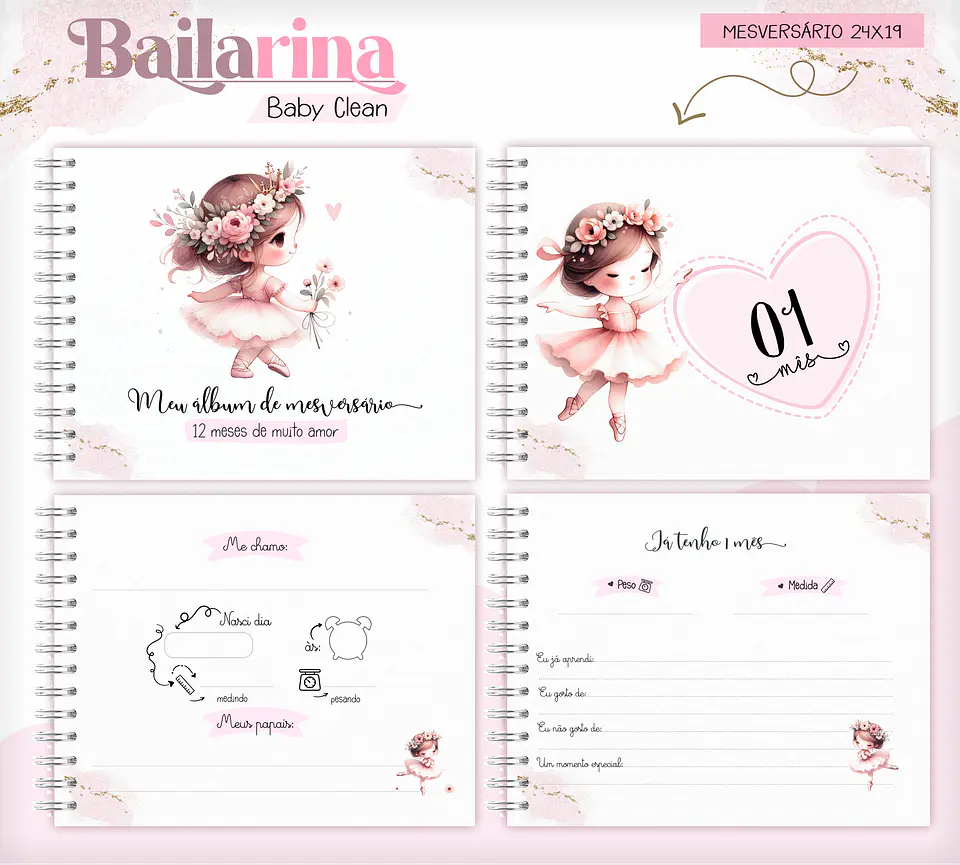Arquivo Combo Encadernação Baby Bailarina Alfabeto 13