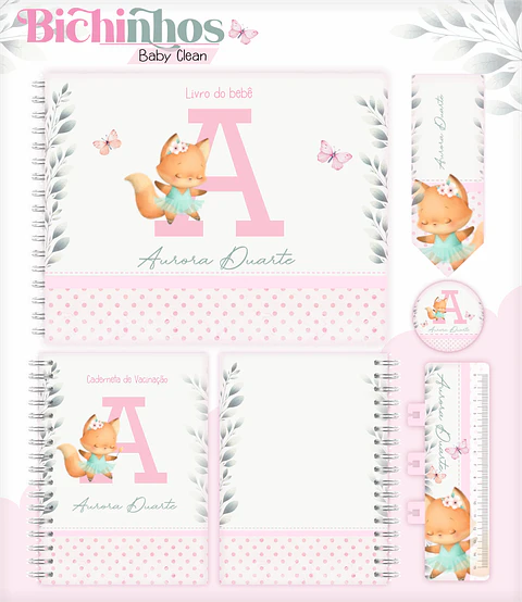 Arquivo Combo Encadernação Baby Raposinha Alfabeto