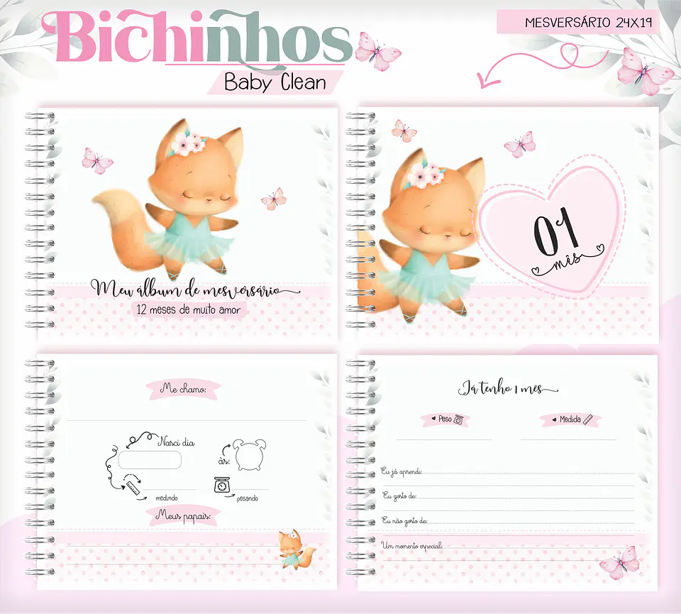 Arquivo Combo Encadernação Baby Raposinha Alfabeto 10